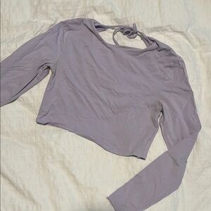 H&M Purple Long Sleeve Crop Top with Tie Front